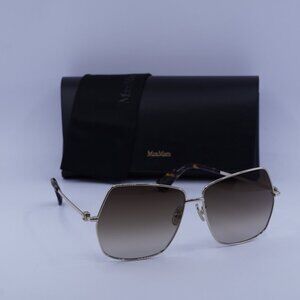 MaxMara JEWEL MM0035-H 32F Geometric Sunglasses - Gold/Brown